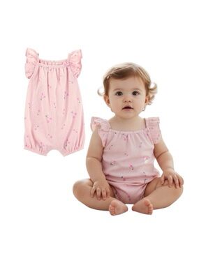 Carter's Pink Ruffle Flutter Sleeve Baby One-Piece Romper